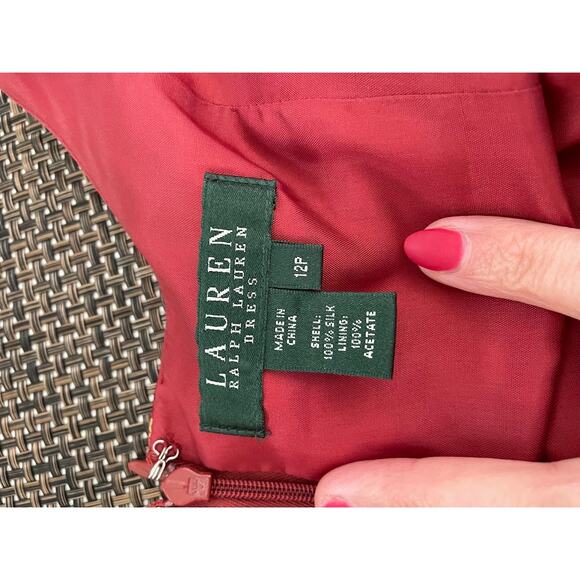 Lauren Ralph Lauren Western Silk Sundress Red Boho Print Sleeveless Womens 12P - Picture 9 of 14